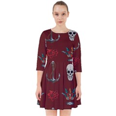 Tattoo-old-school-background-pattern Smock Dress by Salman4z