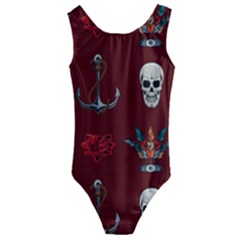 Tattoo-old-school-background-pattern Kids  Cut-out Back One Piece Swimsuit by Salman4z