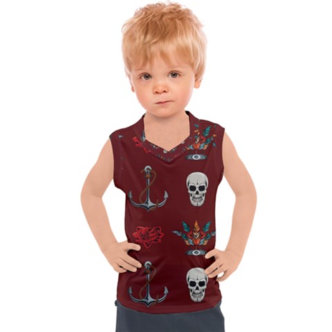 Tattoo-old-school-background-pattern Kids  Sport Tank Top by Salman4z