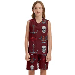 Tattoo-old-school-background-pattern Kids  Basketball Mesh Set by Salman4z