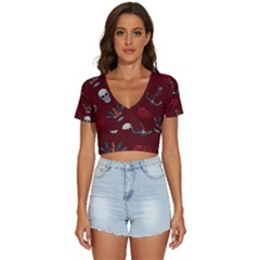 Tattoo-old-school-background-pattern V-neck Crop Top by Salman4z