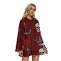 Tattoo-old-school-background-pattern Round Neck Long Sleeve Bohemian Style Chiffon Mini Dress View3