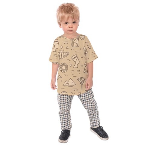 Egyptian-seamless-pattern-symbols-landmarks-signs-egypt Kids  Raglan Tee by Salman4z