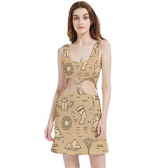 Egyptian-seamless-pattern-symbols-landmarks-signs-egypt Velour Cutout Dress by Salman4z