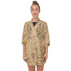 Egyptian-seamless-pattern-symbols-landmarks-signs-egypt Half Sleeve Chiffon Kimono by Salman4z