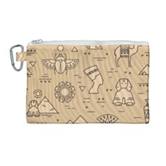 Egyptian-seamless-pattern-symbols-landmarks-signs-egypt Canvas Cosmetic Bag (large) by Salman4z