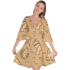 Egyptian-seamless-pattern-symbols-landmarks-signs-egypt Velour Kimono Dress by Salman4z