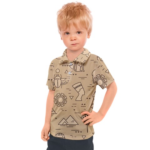 Egyptian-seamless-pattern-symbols-landmarks-signs-egypt Kids  Polo Tee by Salman4z