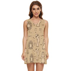 Egyptian-seamless-pattern-symbols-landmarks-signs-egypt Tiered Sleeveless Mini Dress by Salman4z