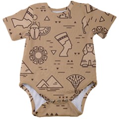 Egyptian-seamless-pattern-symbols-landmarks-signs-egypt Baby Short Sleeve Bodysuit by Salman4z