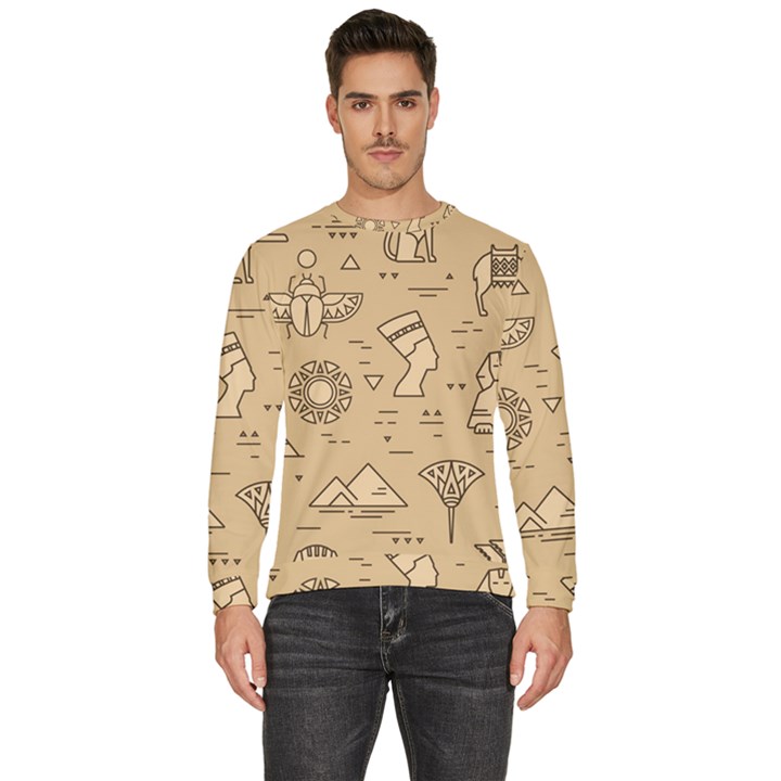 Egyptian-seamless-pattern-symbols-landmarks-signs-egypt Men s Fleece Sweatshirt