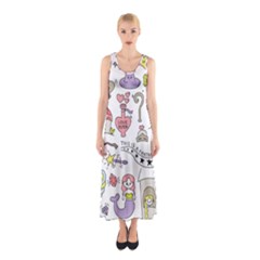 Fantasy-things-doodle-style-vector-illustration Sleeveless Maxi Dress by Salman4z