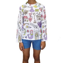 Fantasy-things-doodle-style-vector-illustration Kids  Long Sleeve Swimwear by Salman4z