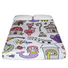 Fantasy-things-doodle-style-vector-illustration Fitted Sheet (california King Size) by Salman4z