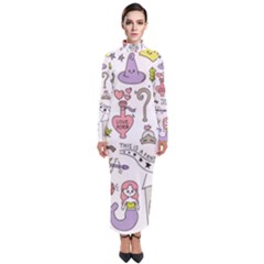 Fantasy-things-doodle-style-vector-illustration Turtleneck Maxi Dress by Salman4z