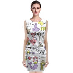 Fantasy-things-doodle-style-vector-illustration Sleeveless Velvet Midi Dress by Salman4z