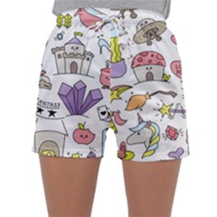 Fantasy-things-doodle-style-vector-illustration Sleepwear Shorts by Salman4z