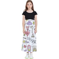 Fantasy-things-doodle-style-vector-illustration Kids  Flared Maxi Skirt by Salman4z