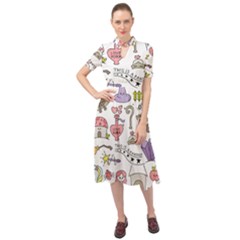 Fantasy-things-doodle-style-vector-illustration Keyhole Neckline Chiffon Dress by Salman4z