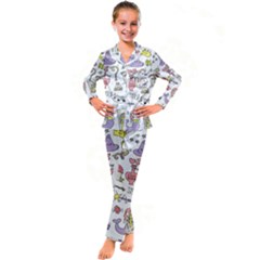 Fantasy-things-doodle-style-vector-illustration Kids  Satin Long Sleeve Pajamas Set by Salman4z