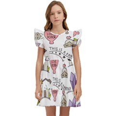 Fantasy-things-doodle-style-vector-illustration Kids  Winged Sleeve Dress by Salman4z