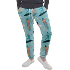 Beach-surfing-surfers-with-surfboards-surfer-rides-wave-summer-outdoors-surfboards-seamless-pattern- Men s Jogger Sweatpants