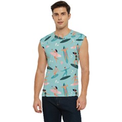 Beach-surfing-surfers-with-surfboards-surfer-rides-wave-summer-outdoors-surfboards-seamless-pattern- Men s Raglan Cap Sleeve Tee by Salman4z