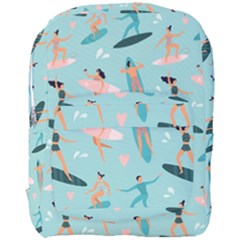 Beach-surfing-surfers-with-surfboards-surfer-rides-wave-summer-outdoors-surfboards-seamless-pattern- Full Print Backpack by Salman4z