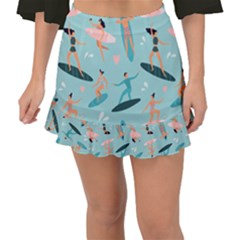 Beach-surfing-surfers-with-surfboards-surfer-rides-wave-summer-outdoors-surfboards-seamless-pattern- Fishtail Mini Chiffon Skirt by Salman4z