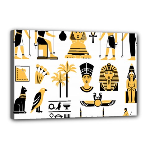 Egypt-symbols-decorative-icons-set Canvas 18  X 12  (stretched) by Salman4z