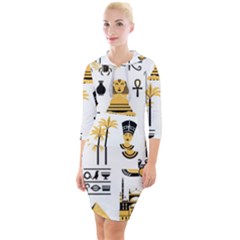 Egypt-symbols-decorative-icons-set Quarter Sleeve Hood Bodycon Dress by Salman4z