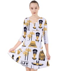 Egypt-symbols-decorative-icons-set Quarter Sleeve Front Wrap Dress by Salman4z