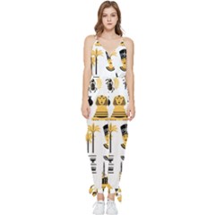 Egypt-symbols-decorative-icons-set Sleeveless Tie Ankle Chiffon Jumpsuit by Salman4z