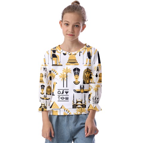 Egypt-symbols-decorative-icons-set Kids  Cuff Sleeve Top by Salman4z