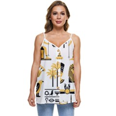 Egypt-symbols-decorative-icons-set Casual Spaghetti Strap Chiffon Top by Salman4z