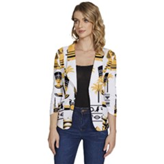 Egypt-symbols-decorative-icons-set Women s One-button 3/4 Sleeve Short Jacket by Salman4z