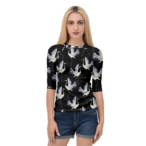 Crane Pattern Quarter Sleeve Raglan Tee by Salman4z