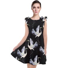 Crane Pattern Tie Up Tunic Dress by Salman4z