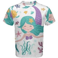 Set-cute-mermaid-seaweeds-marine-inhabitants Men s Cotton Tee by Salman4z