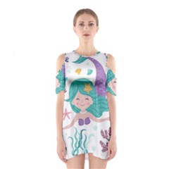 Set-cute-mermaid-seaweeds-marine-inhabitants Shoulder Cutout One Piece Dress by Salman4z