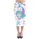 Set-cute-mermaid-seaweeds-marine-inhabitants Velvet Midi Pencil Skirt View1