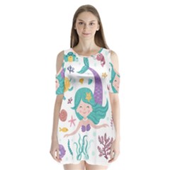 Set-cute-mermaid-seaweeds-marine-inhabitants Shoulder Cutout Velvet One Piece by Salman4z