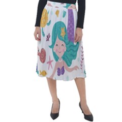 Set-cute-mermaid-seaweeds-marine-inhabitants Classic Velour Midi Skirt  by Salman4z