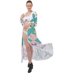 Set-cute-mermaid-seaweeds-marine-inhabitants Maxi Chiffon Beach Wrap by Salman4z