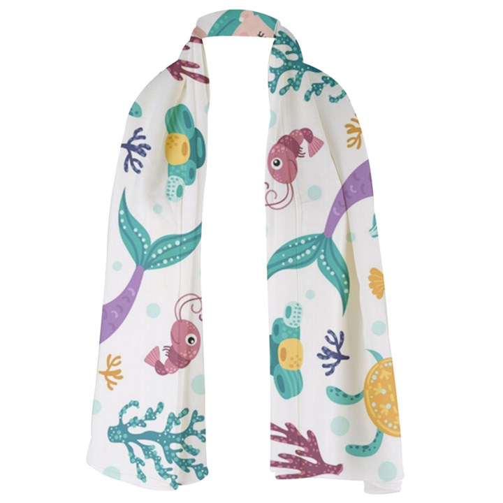 Set-cute-mermaid-seaweeds-marine-inhabitants Lightweight Scarf 