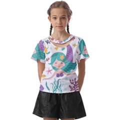 Set-cute-mermaid-seaweeds-marine-inhabitants Kids  Front Cut Tee by Salman4z