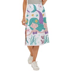 Set-cute-mermaid-seaweeds-marine-inhabitants Midi Panel Skirt by Salman4z