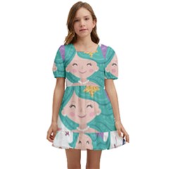 Set-cute-mermaid-seaweeds-marine-inhabitants Kids  Short Sleeve Dolly Dress by Salman4z