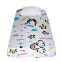 Unicorns-rainbows-seamless-pattern Fitted Sheet (single Size) by Salman4z