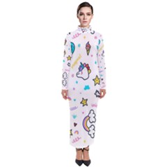 Unicorns-rainbows-seamless-pattern Turtleneck Maxi Dress by Salman4z